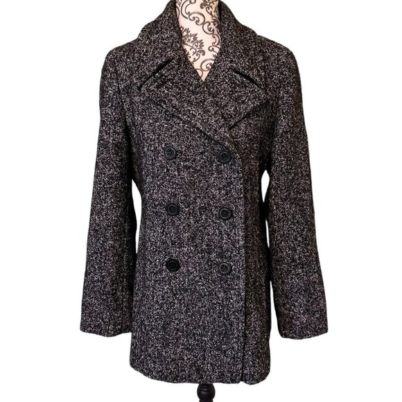 Calvin Klein Classic Double Breasted Large Buttons Wool Blend Jacket Size 12 - Picture 1 of 16